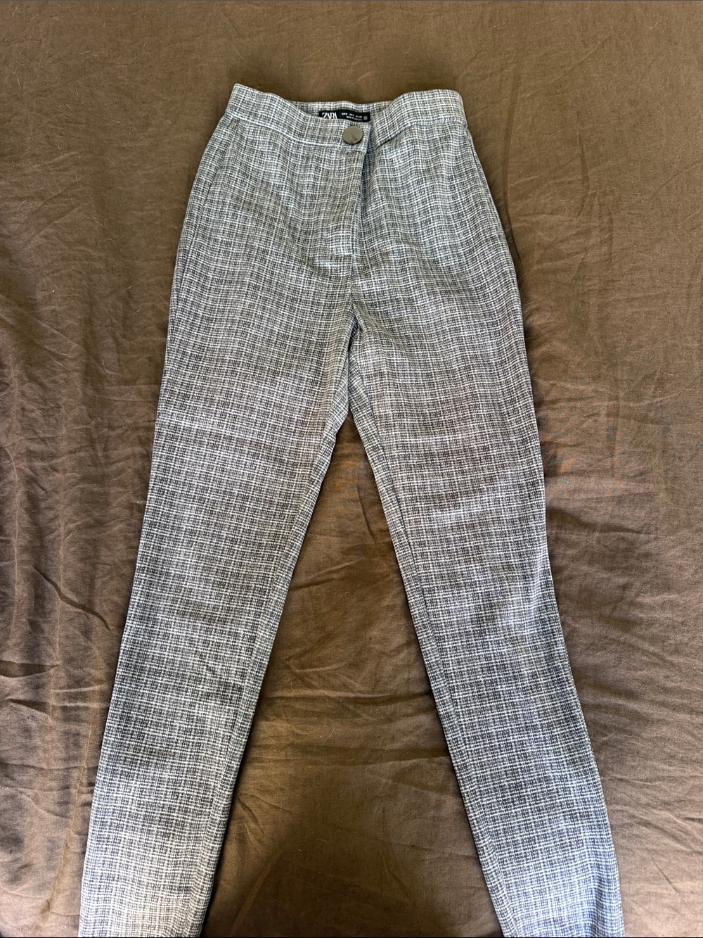 Zara Grey Check Slim Dress Pants